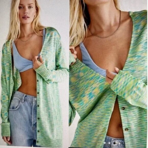 FREE PEOPLE Sweaters - FREE PEOPLE INTO THE NIGHT ENCHANTED SEA CARDIGAN